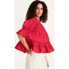 Women's Sol Short Ruffle Cuff Sleeve Smocked Top, Zinnia - Blouses - 3