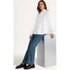 Women's Solstice Honeycomb Smocked Neck Buttoned Top, White - Blouses - 4