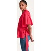 Women's Lucid Loose Sleeve Ruched Wrap-Tie Top, Zinnia - Blouses - 2