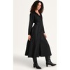 Women's Liberty Long Sleeve Pintuck Buttoned Belted Dress, Black - Dresses - 3