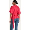 Women's Lucid Loose Sleeve Ruched Wrap-Tie Top, Zinnia - Blouses - 3