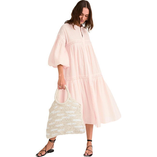 Women's Elysium Long Sleeve Honeycomb Smock Dress, Blush