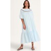 Women's Harmony Ruched Yoke Elbow Sleeve Dress, Air - Dresses - 2