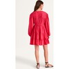Women's Lasse Tie-Neck Puff Sleeve Gathered Tire Dress, Zinnia - Dresses - 3