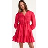Women's Lasse Tie-Neck Puff Sleeve Gathered Tire Dress, Zinnia - Dresses - 4