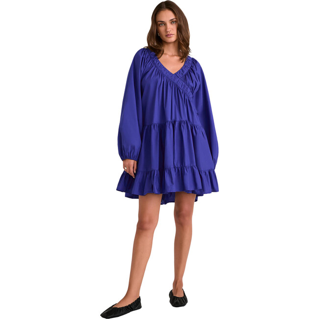 Women's Dawn Baloon Sleeve Short Wrap-Style Dress, Lapis