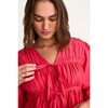 Women's Lasse Tie-Neck Puff Sleeve Gathered Tire Dress, Zinnia - Dresses - 5