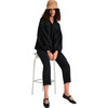 Women's Azurea Balloon Sleeve Tie Cuff Top, Black - Blouses - 1 - thumbnail