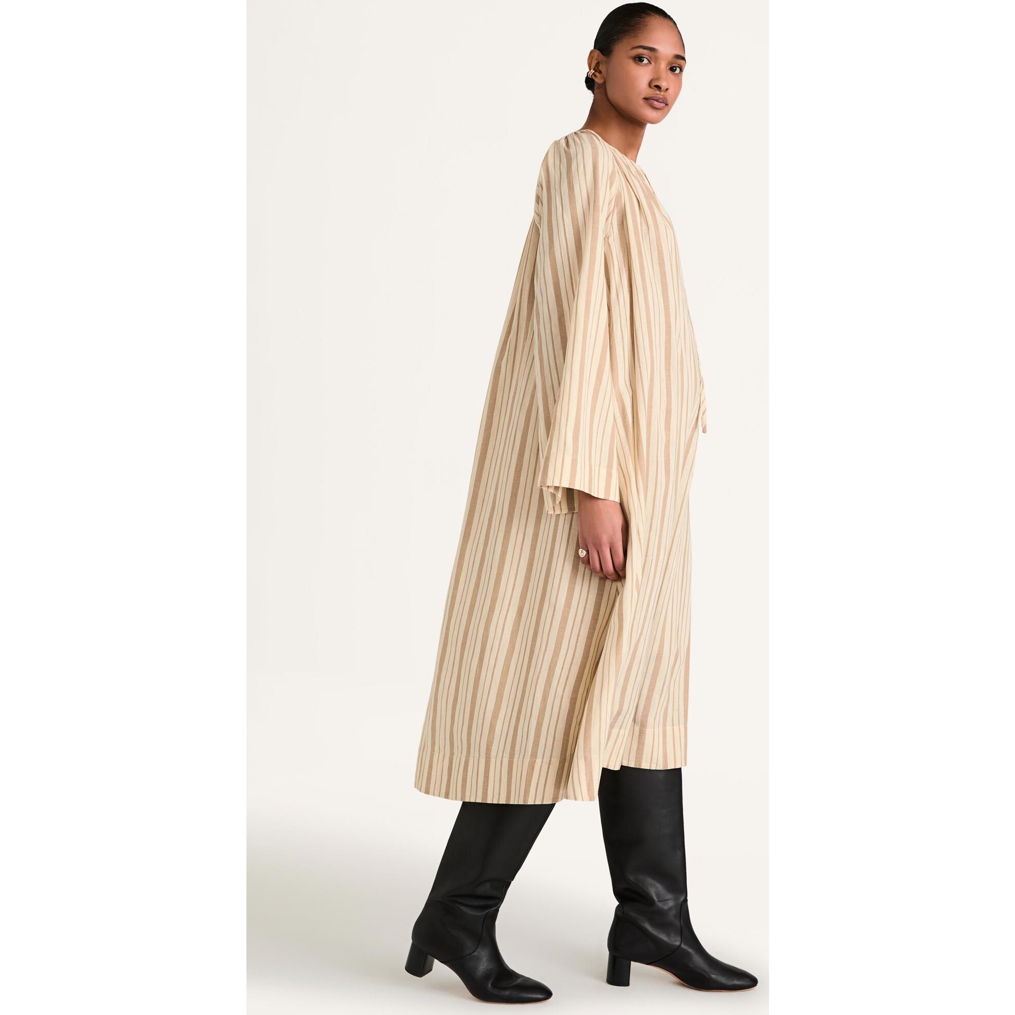 Women's Ami Yarn Dyed Stripe Kaftan Dress, Driftwood Women's Ami Yarn Dyed Stripe Kaftan Dress, Driftwood