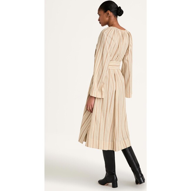 Women's Ami Yarn Dyed Stripe Kaftan Dress, Driftwood - Dresses - 3