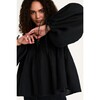 Women's Azurea Balloon Sleeve Tie Cuff Top, Black - Blouses - 3