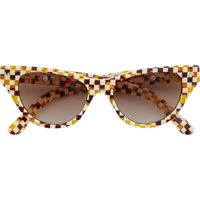 Suzy Rounded Cat Eye Sunglasses, Tortoise Checker