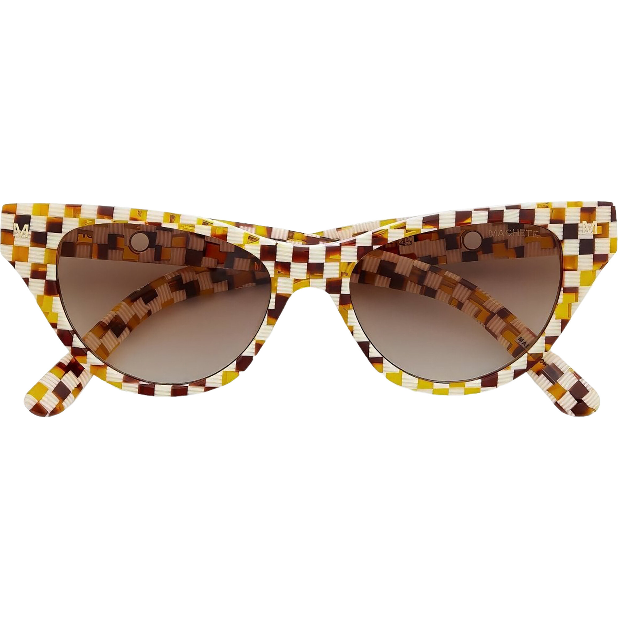 Suzy Rounded Cat Eye Sunglasses, Tortoise Checker - Sunglasses - 1
