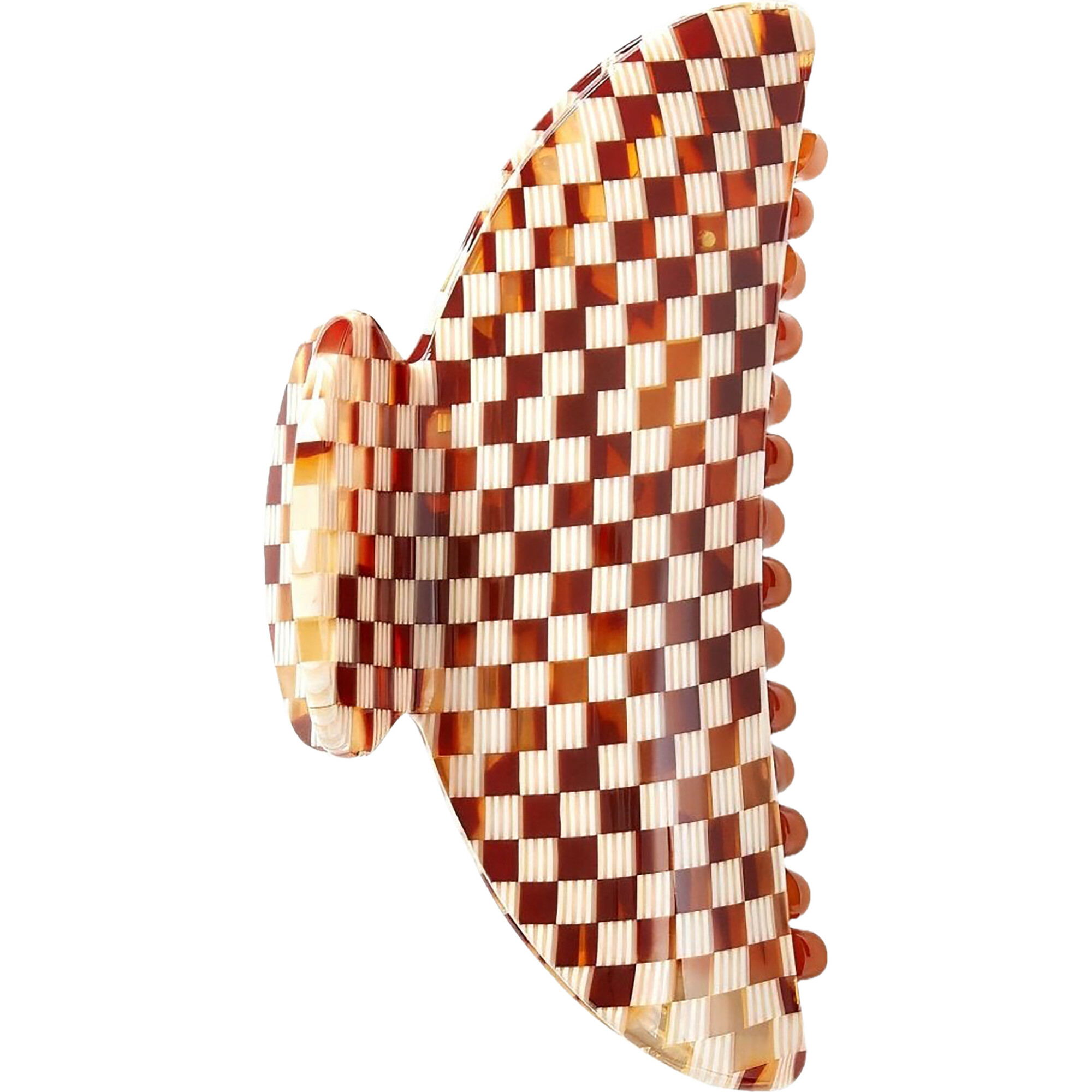 Midi Heirloom Claw Hair Clip, Tortoise Checker - Hair Accessories - 1