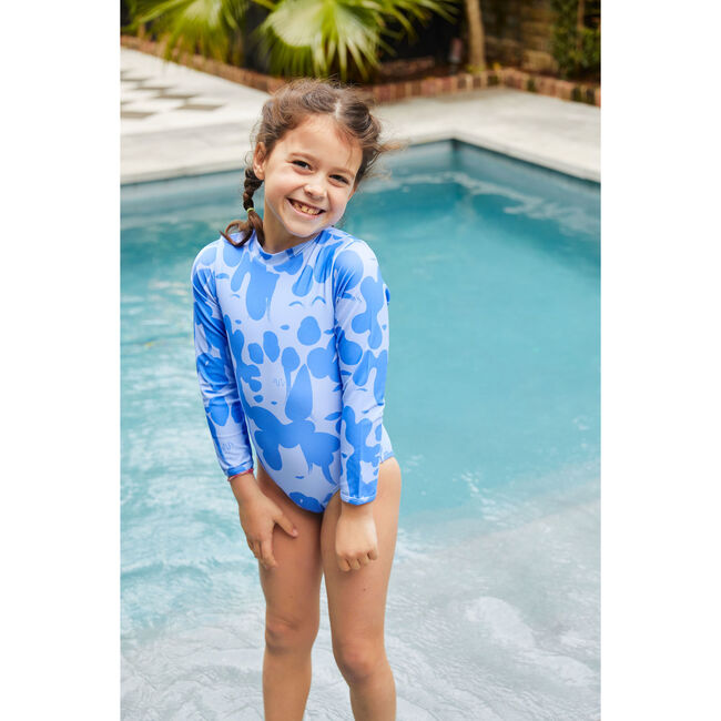 Riley Print Long Sleeve OnePiece Swimsuit, Blue Ladies - One Pieces - 2