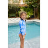 Riley Print Long Sleeve OnePiece Swimsuit, Blue Ladies - One Pieces - 3