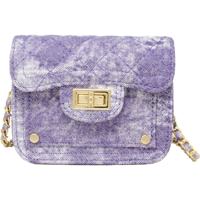 Tie-Dye Quilted Denim Handbag, Purple