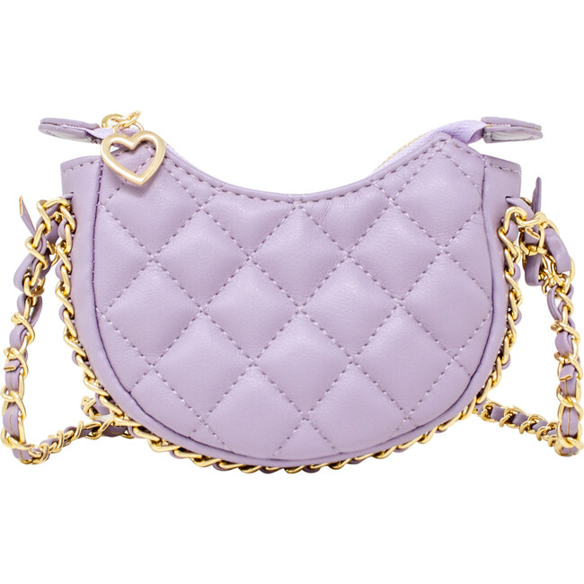 Tiny Quilted Chain Wrapped Hobo Bag, Purple