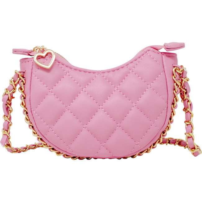 Tiny Quilted Chain Wrapped Hobo Bag, Pink