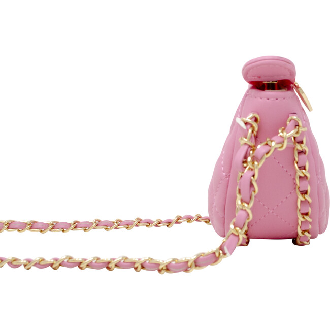 Tiny Quilted Chain Wrapped Hobo Bag, Pink - Bags - 2