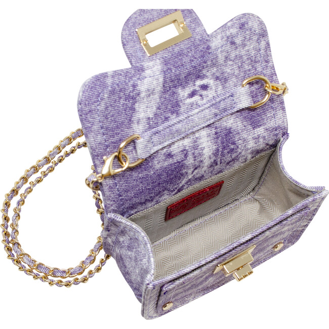 Tie-Dye Quilted Denim Handbag, Purple - Bags - 3