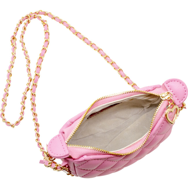 Tiny Quilted Chain Wrapped Hobo Bag, Pink - Bags - 4