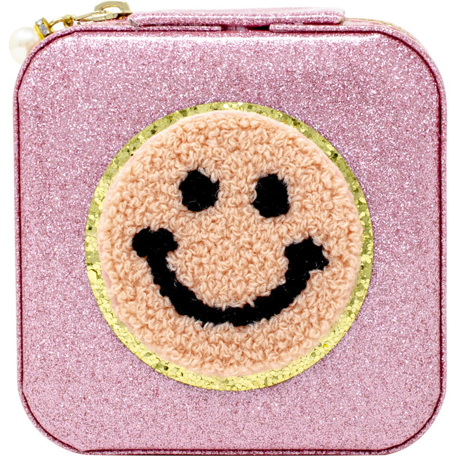 Happy Face Sparkle Jewelry Box, Pink