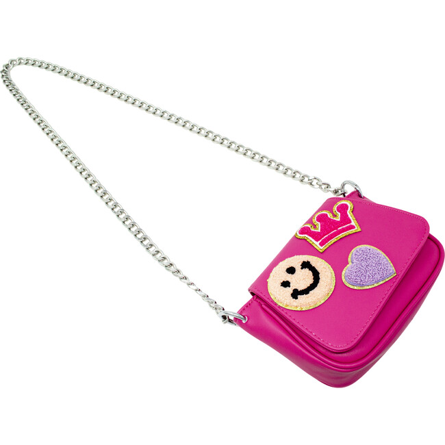 Crossbody Patch Handbag, Hot Pink - Bags - 3