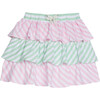 Tiered Mini Skort, Pink & Green Stripe - Skirts - 1 - thumbnail