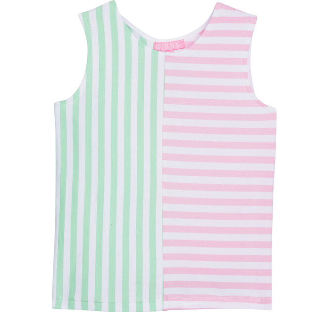 Mixed Striped Tank, Pink & Green