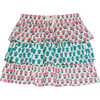 Marigold Print 3-Tiered Mini Skort, Pink & Turquoise - Skirts - 1 - thumbnail