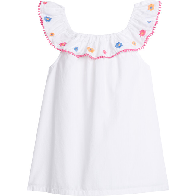 Kate Embroidered Ruffled Collar Top, Flower Market