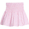 Daisy Print Shirred Waist Mini Circle Skirt, Pink - Skirts - 1 - thumbnail