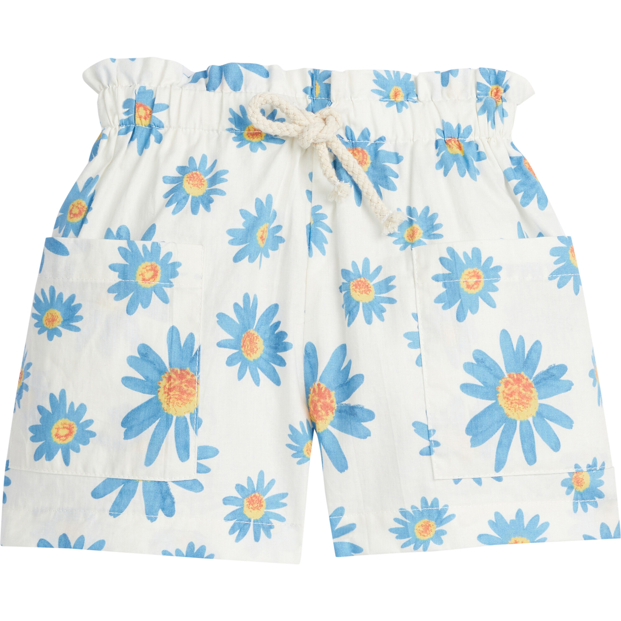 Cinched Waist Patch Pocket Drawstring Shorts, Fenwick Blue - Shorts - 1