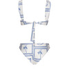 Women's Bandeau Drapped String Bikini Top, White & Blue - Two Pieces - 5