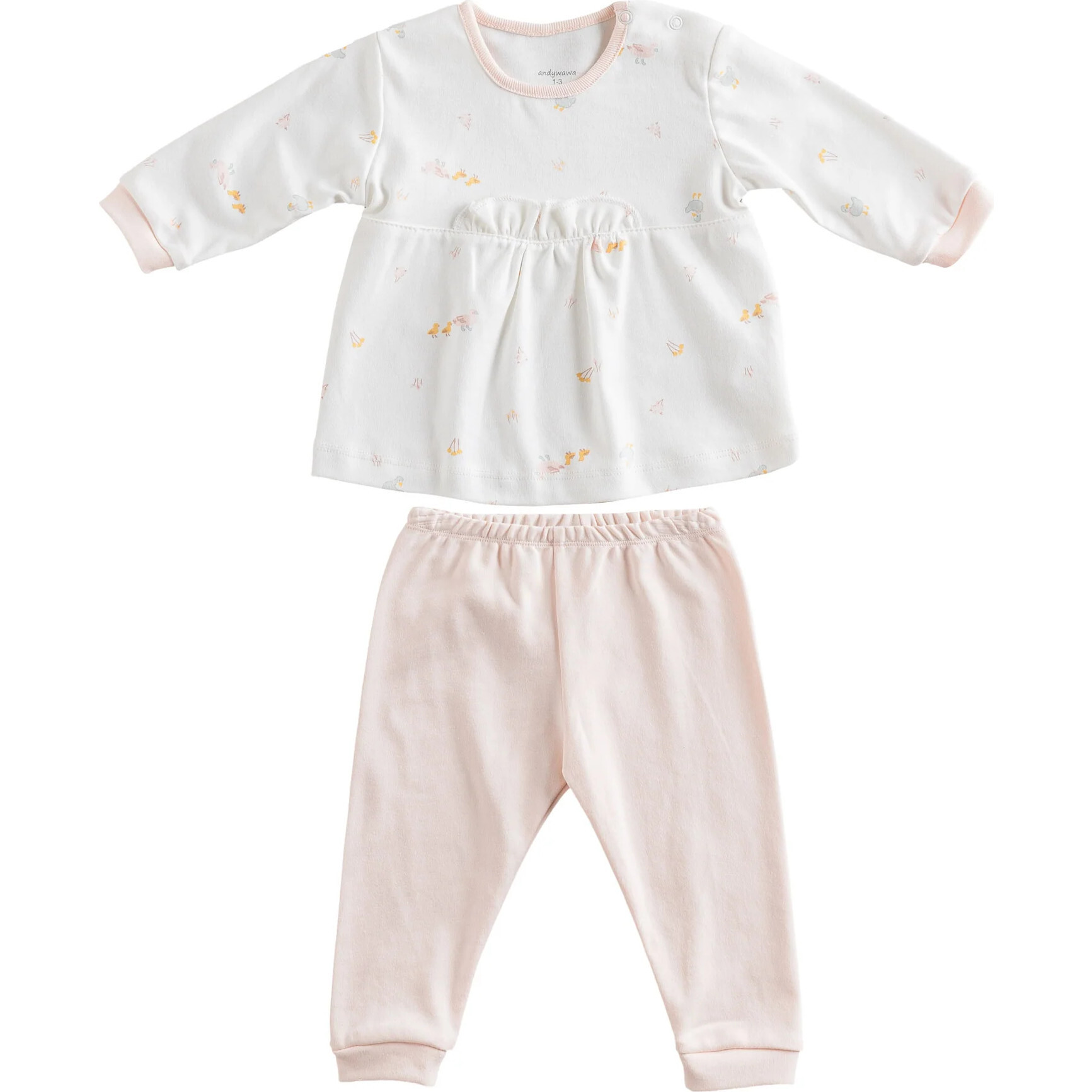 Duck Ruffle Outfit, White - Mixed Apparel Set - 1