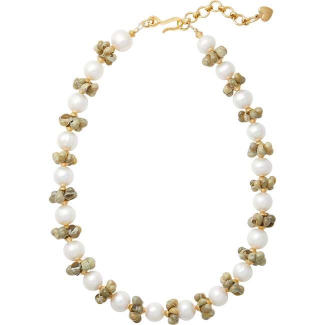 Women's Reef Necklace, Pearl/Moss