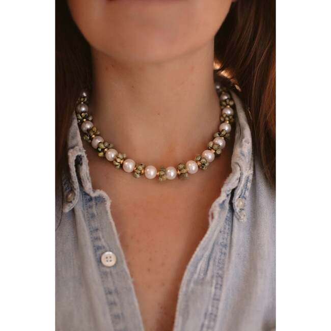 Women's Reef Necklace, Pearl/Moss - Necklaces - 2