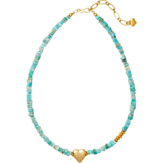 Women's Confetti Hand-Cut Multi-Gemstone Rondelle Beaded Necklace, Amazonite