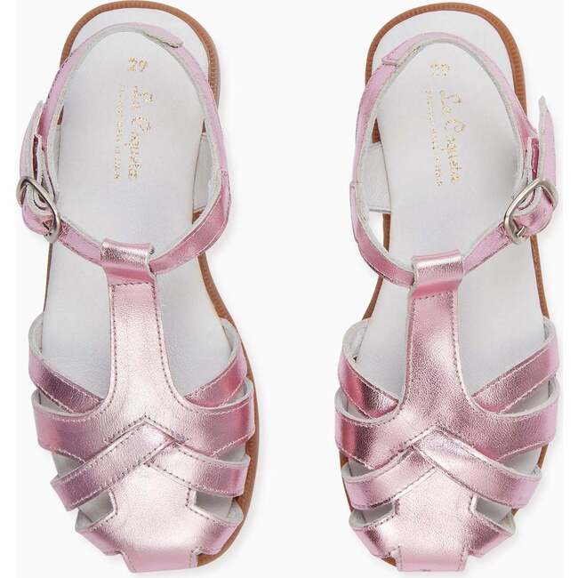 Sofia Leather Sandals, Metallic Pink
