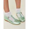 Leather T-Bar Shoes, Metallic Green - Dress Shoes - 2