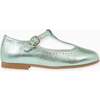 Leather T-Bar Shoes, Metallic Green - Dress Shoes - 3