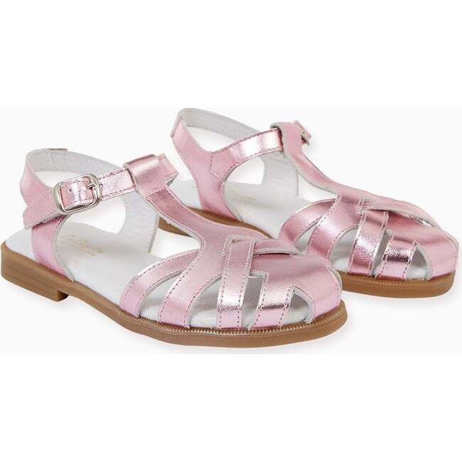 Sofia Leather Sandals, Metallic Pink - Sandals - 3