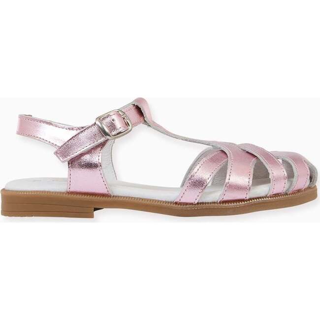 Sofia Leather Sandals, Metallic Pink - Sandals - 4