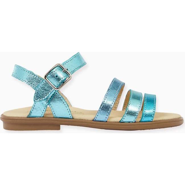 Siena Leather Sandals, Metallic Turquoise - Sandals - 3