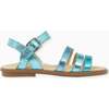 Siena Leather Sandals, Metallic Turquoise - Sandals - 3