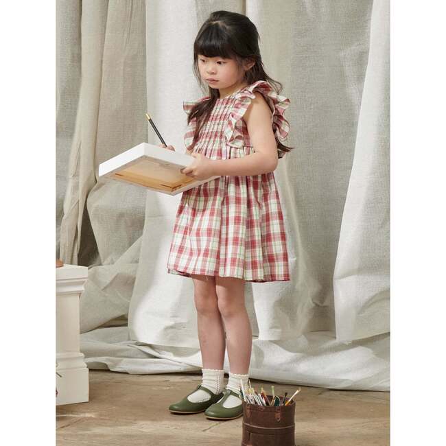 Blanca Smock Dress, Red Check - Dresses - 2