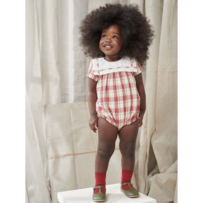 Gloria Baby Girl Romper, Red Check - Rompers - 2