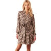 Women's Quinn Leopard Print Banded Short Robe, Chai - Robes - 1 - thumbnail