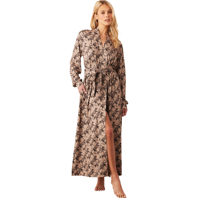 Women's Skyler Leopard Print Banded Long Robe, Chai